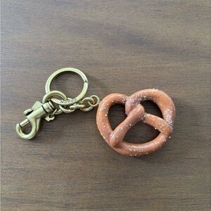 Coach Pretzel Charm Keychain in Brass and Brown